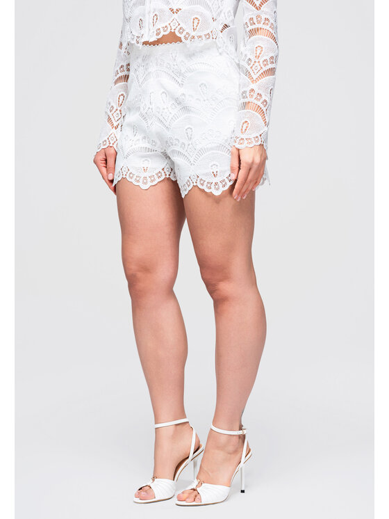 Ombre Ombre Szorty materiałowe OW-ST-E0001 Biały Relaxed Fit