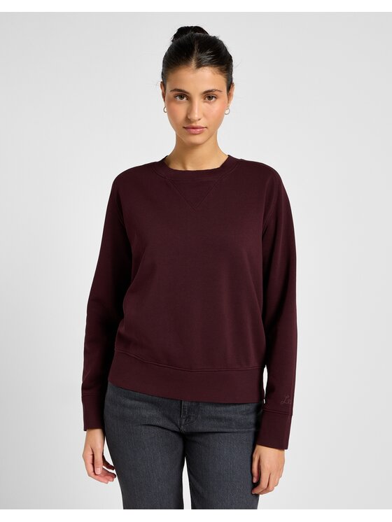 Lee Lee Bluza RAGLAN CREW SWEATSHIRT Bordowy Regular Fit