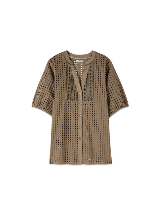 Oltre Oltre Bluzka 2075R003168N025 Zielony Baggy Fit