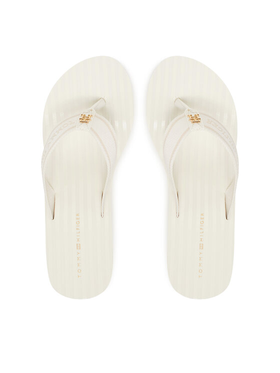 Tommy Hilfiger Tommy Hilfiger Čības uz pirksta Th Stripes Wedge Beach Sandal FW0FW08521 Balts