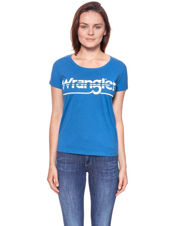 Wrangler Wrangler T-Shirt GRAPHIC TEE Niebieski Regular Fit