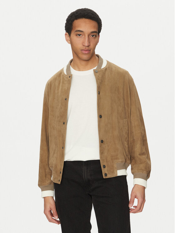 HUGO Giacca di pelle Ledam 50534326 Beige Relaxed Fit, taglia : M