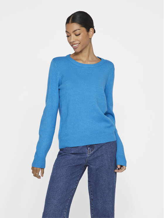 Vila Pulover Ril 14054177 Albastru Regular Fit