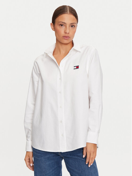 Tommy Jeans Košeľa DW0DW19709 Biela Relaxed Fit