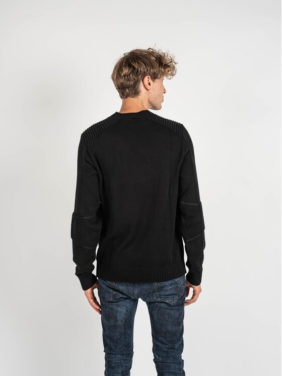 Les Hommes Les Hommes Πουλόβερ LKK122-607U | Motorcycle Jumper Μαύρο Regular Fit