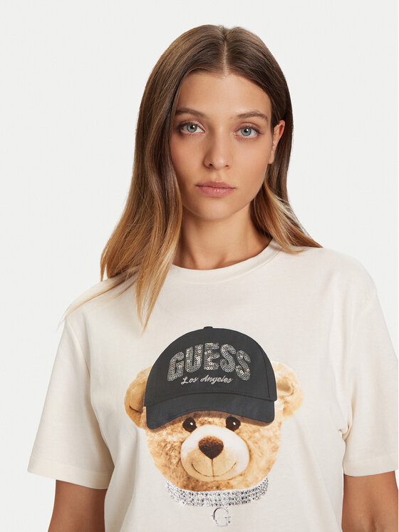 Guess Guess Tricou V5BI09 I3Z14 Écru Relaxed Fit