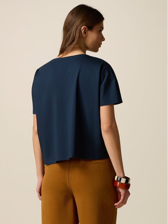 Oltre Oltre T-Shirt G007J004362N034 Niebieski Boxy Fit