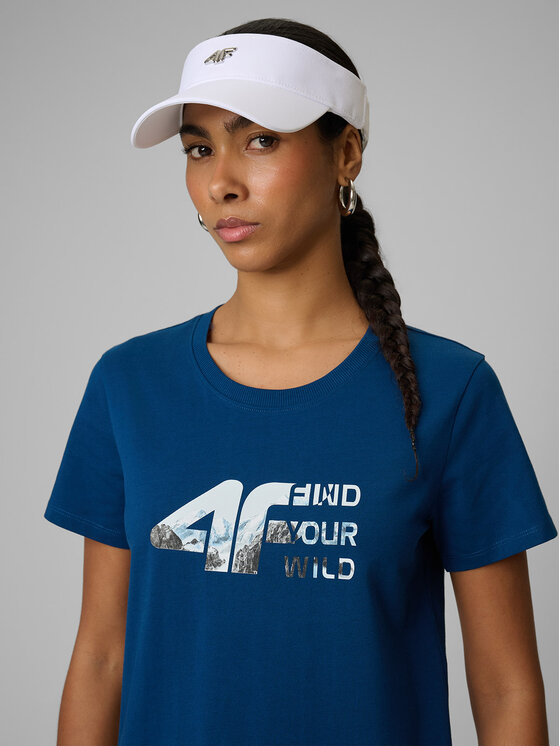 4F 4F T-Shirt TREKKING Turkusowy Regular Fit