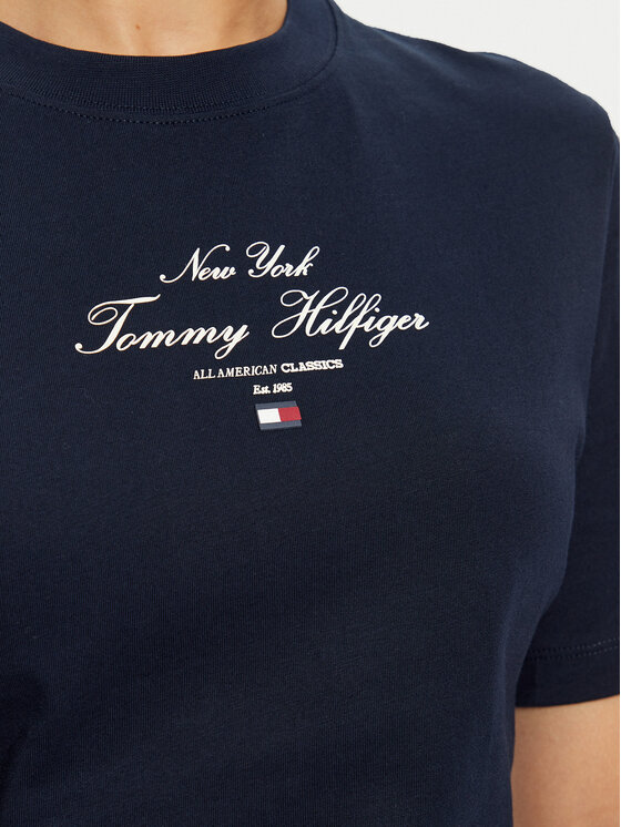 Tommy Hilfiger Tommy Hilfiger Sukienka codzienna Short Sleeve Short Dress WW0WW43830 Granatowy Slim Fit