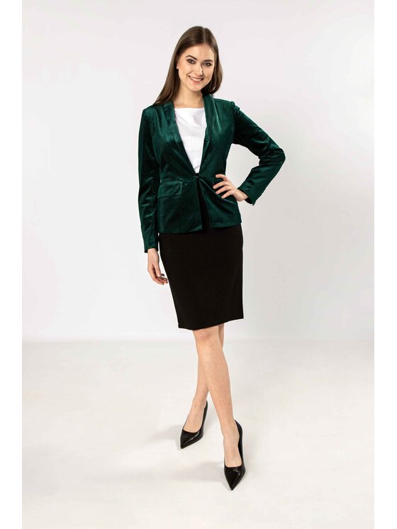 QUIOSQUE QUIOSQUE Sako VELVET BLAZER Zelená Regular Fit