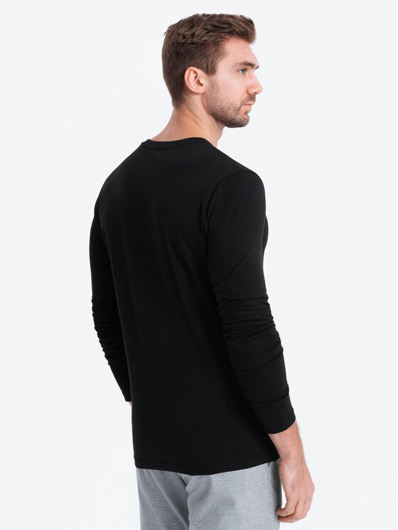 Ombre Ombre Longsleeve OM-LSCL-0110 Czarny Regular Fit