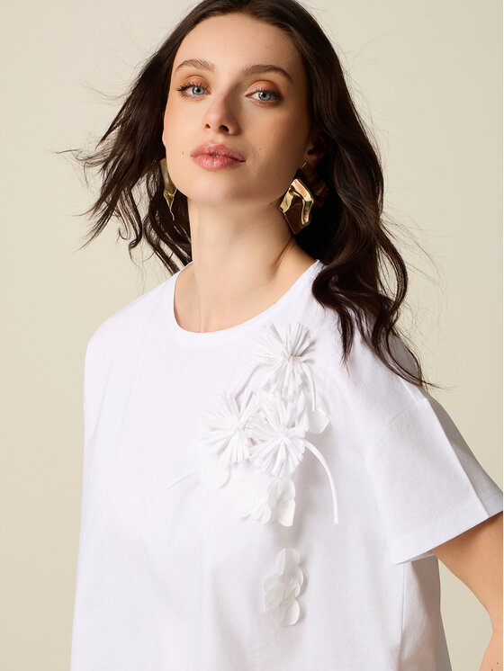 Oltre Oltre T-Shirt G007J004362N001 Biały Boxy Fit