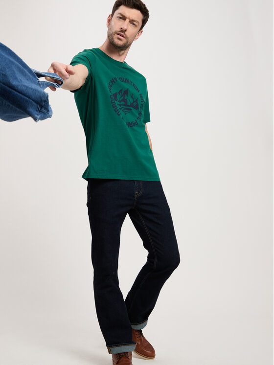 Cross Jeans Cross Jeans T-Shirt 16017-027 Zielony Regular Fit