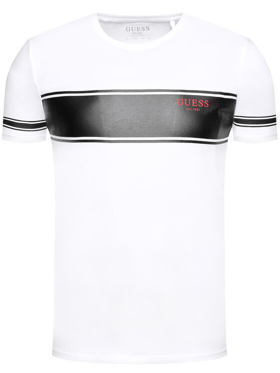 Guess Guess Marškinėliai Crew Neck Short Sleeve Tee M1RI56 K8HM0 Balta Slim Fit