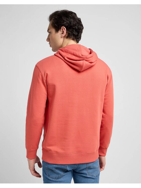 Lee Lee Bluza Plain Hoodie Poppy Pomarańczowy Regular Fit