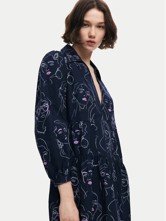 Desigual Desigual Každodenní šaty Louisville 24WWVW66 Tmavomodrá Loose Fit