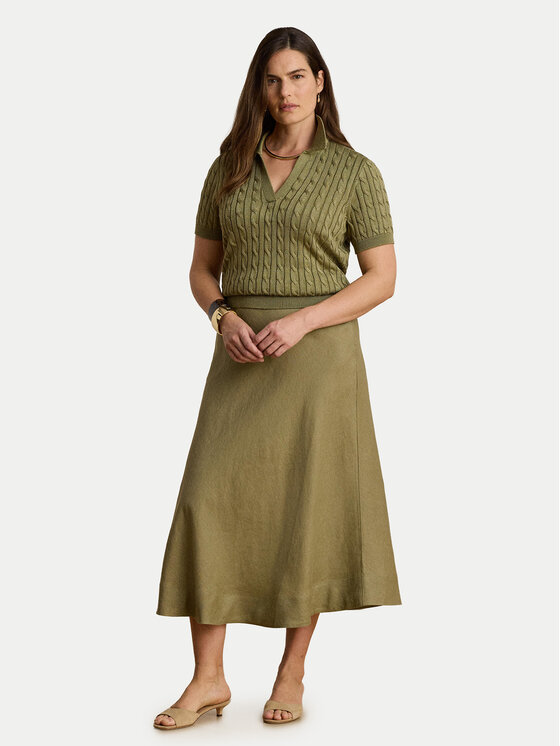 LAUREN RALPH LAUREN LAUREN RALPH LAUREN Тениска с яка и копчета Cable 200P14041004 Зелен Regular Fit