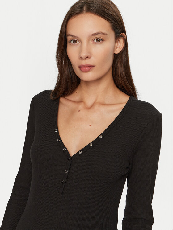 Hunkemöller Hunkemöller Cămașă pijama 205123 Negru Slim Fit