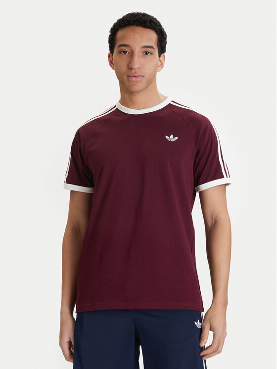 adidas Tričko 3-Stripes KQ9639 Bordová Regular Fit