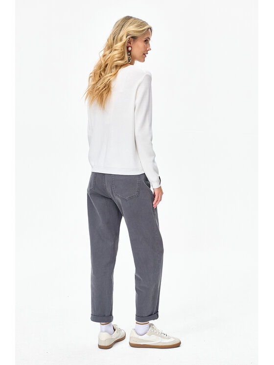 blue shadow blue shadow Sweter 6047-1 Biały Regular Fit