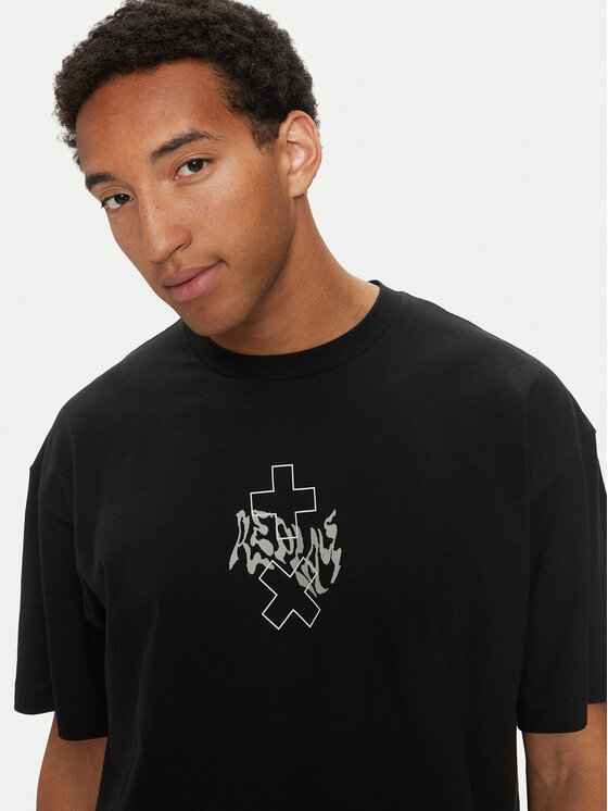 REPLAY Replay T-Shirt MMG350.000.23454 Czarny Oversize