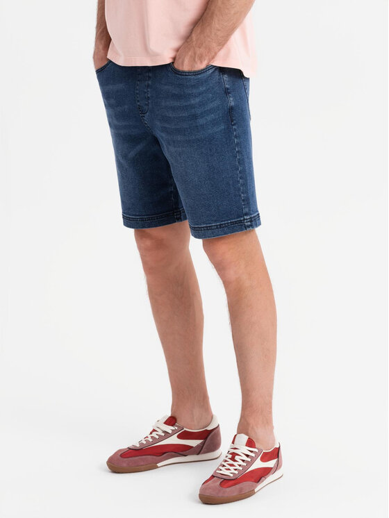 Ombre Ombre Szorty jeansowe OM-SRDS-0192 Granatowy Regular Fit