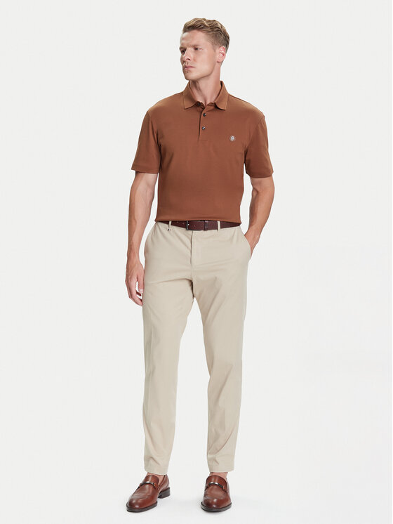 BOSS BOSS Тениска с яка и копчета C-Parris 01 50520297 Кафяв Regular Fit