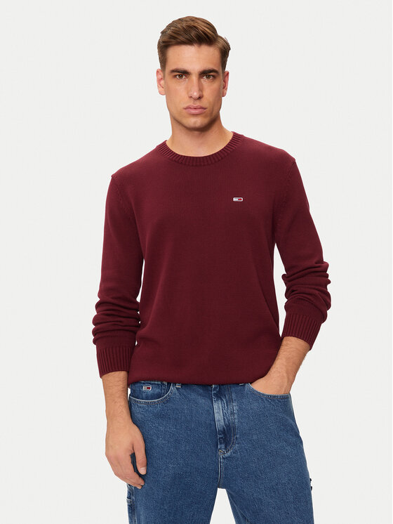 Tommy Jeans Tommy Jeans Pulover Essential DM0DM18370 Bordo rdeča Slim Fit