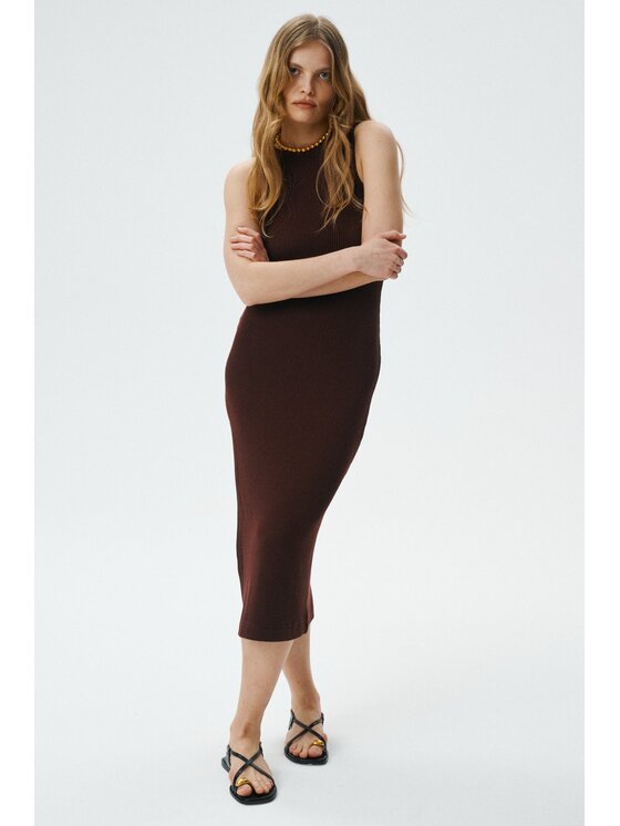 MARI PRETI MARI PRETI Sukienka letnia Selena Brązowy Slim Fit