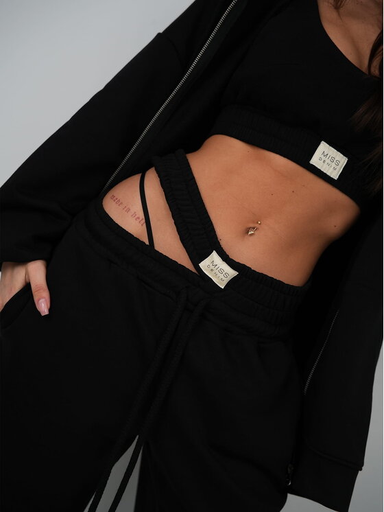MissDenim MissDenim Spodnie dresowe Double Belt Sweatpants Czarny Oversize