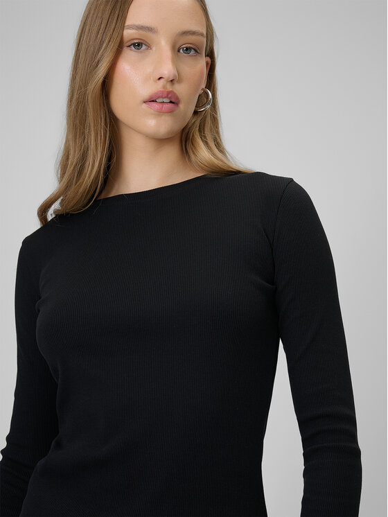 4F 4F Bluzka BASIC+ Czarny Slim Fit