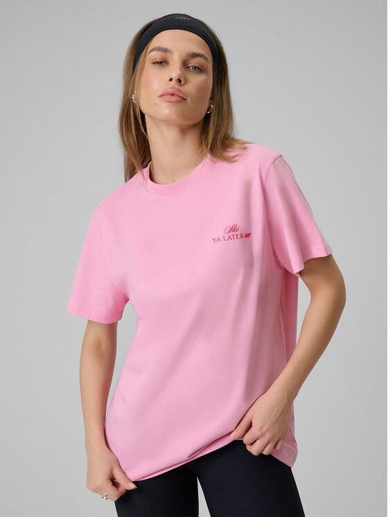 4F 4F T-Shirt WINTER CLUB Różowy jasny Loose Fit