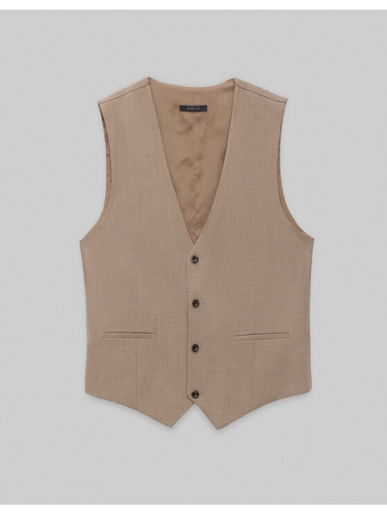 Borgio Borgio Kamizelka garniturowa kamizelka_raiano_br Brązowy Slim Fit