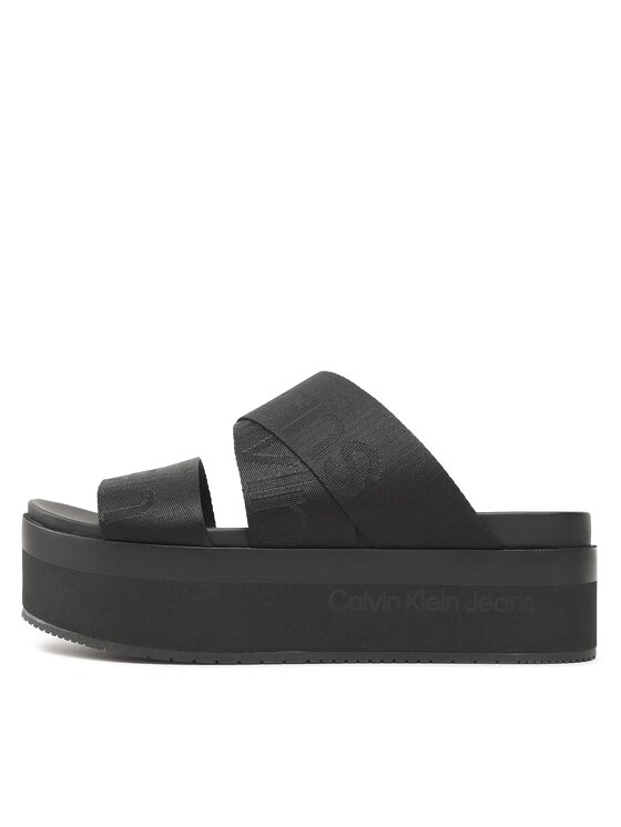 Calvin Klein Jeans Calvin Klein Jeans Pantoletten Flatform Sandal Webbing YW0YW00966 Schwarz