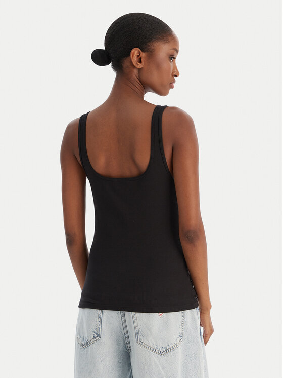 Calvin Klein Jeans Calvin Klein Jeans Top Monologo Scoop Nk Rib LV047A804G Černá Slim Fit