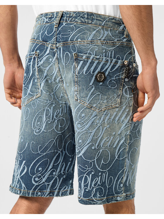 PHILIPP PLEIN PHILIPP PLEIN Szorty jeansowe 24311 Niebieski Regular Fit