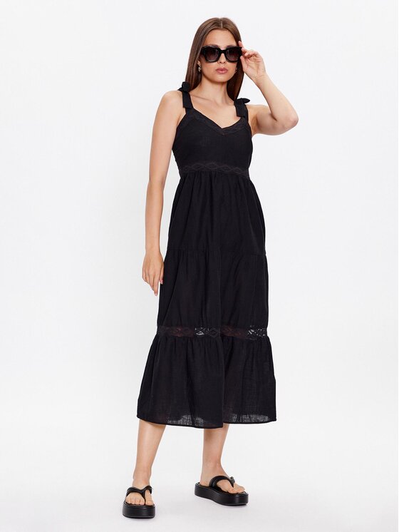 Brave Soul Brave Soul Nyári ruha LDRW-569LEILA Fekete Relaxed Fit