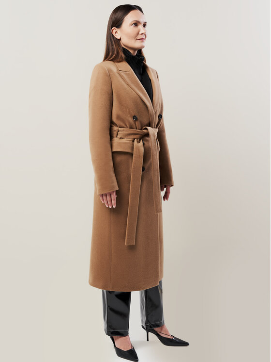BEIGE BEIGE Płaszcz wełniany DIPLOMATO.NUT Beżowy Regular Fit