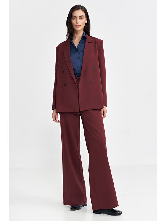 NIFE NIFE Kalhoty z materiálu SD102 Bordó Relaxed Fit