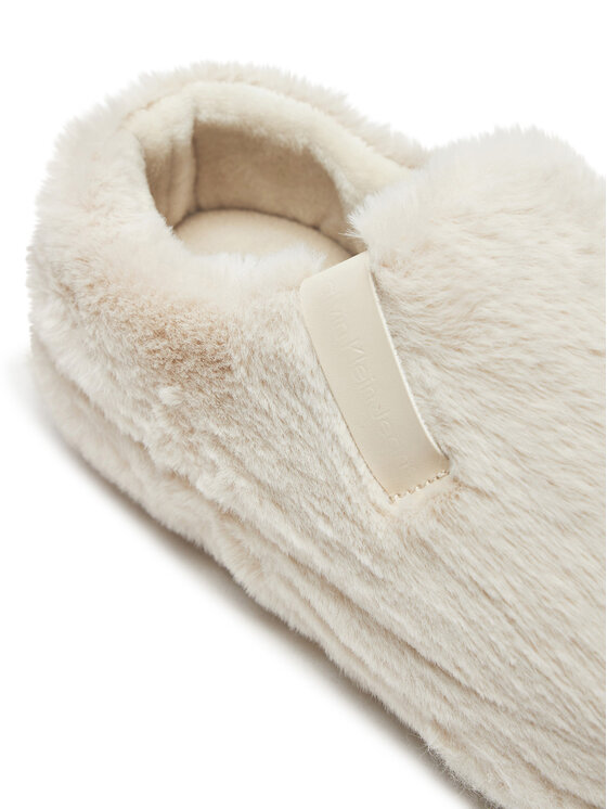 Calvin Klein Jeans Calvin Klein Jeans Kapcie Home Anke Slipper Wn Fur YW0YW01596 Écru