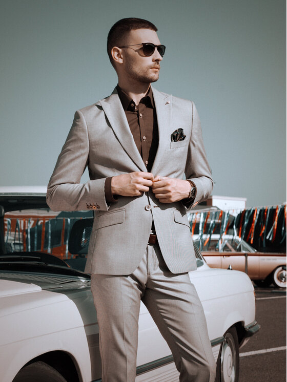 Evenemen Evenemen Spodnie garniturowe IRA Brązowy Slim Fit