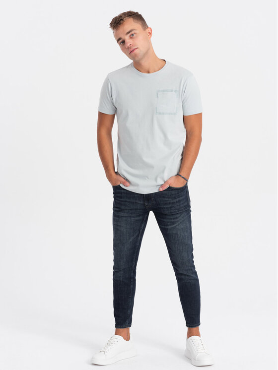 Ombre Ombre T-Shirt OM-TSPT-0154 Šedá Regular Fit