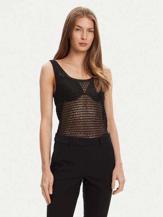 Guess Guess Top W5YR29 Z37G0 Negru Regular Fit