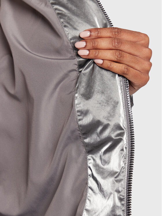 Tommy Hilfiger Tommy Hilfiger Vatovaná bunda Metallic WW0WW35935 Stříbrná Loose Fit