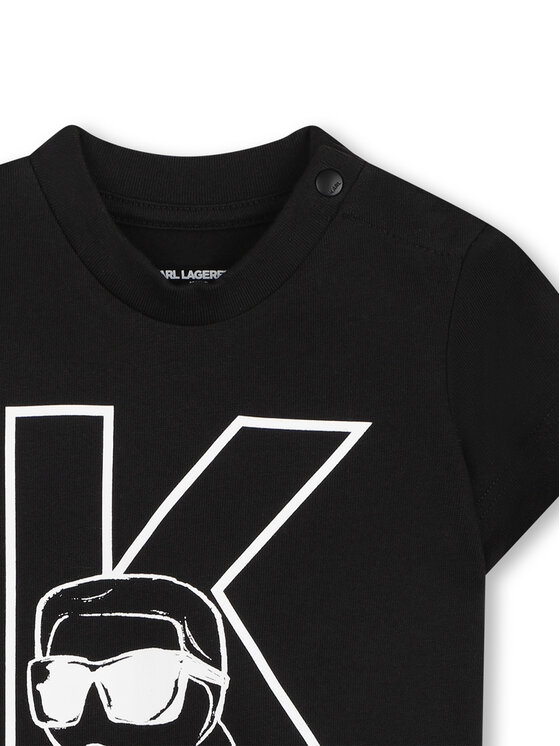 Karl Lagerfeld Kids Karl Lagerfeld Kids Komplet majica in kratke hlače Z31074 Črna Regular Fit