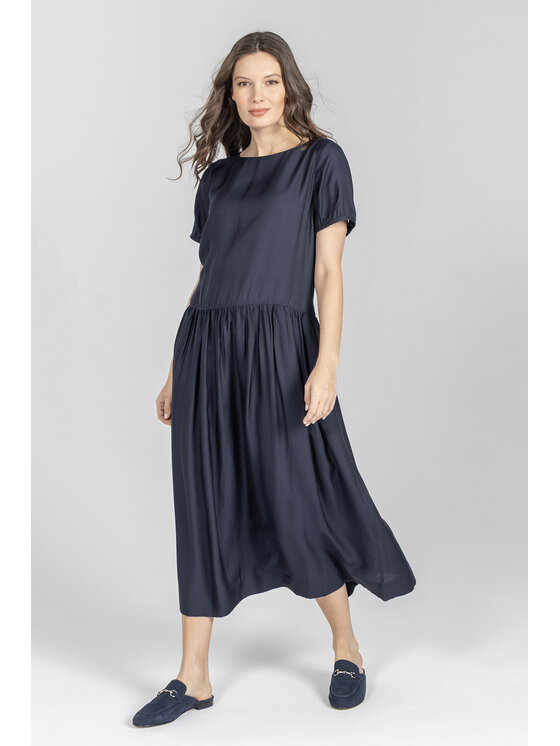 Deni Cler Milano Deni Cler Milano Sukienka letnia T-DC-3253-F2-10-59-1 Granatowy Regular Fit