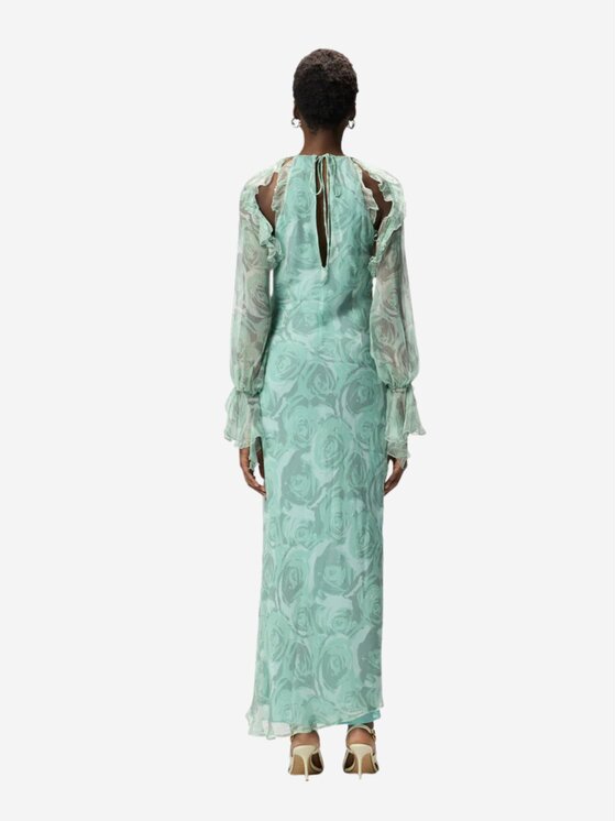 PINKO PINKO Abito da sera MORA ABITO CREPONNE STAMPA ROS Verde Regular Fit