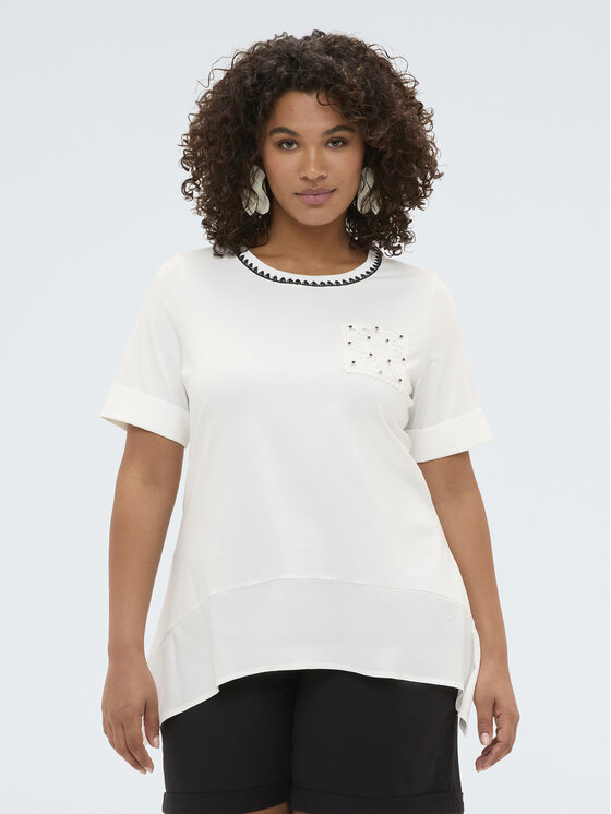 Fiorella Rubino Fiorella Rubino T-shirt G0AFL009162N011 Bianco Regular Fit
