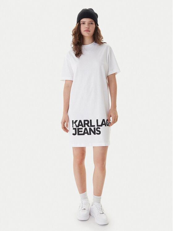 Karl Lagerfeld Jeans Karl Lagerfeld Jeans Igapäevane kleit B1W13054 Valge Regular Fit