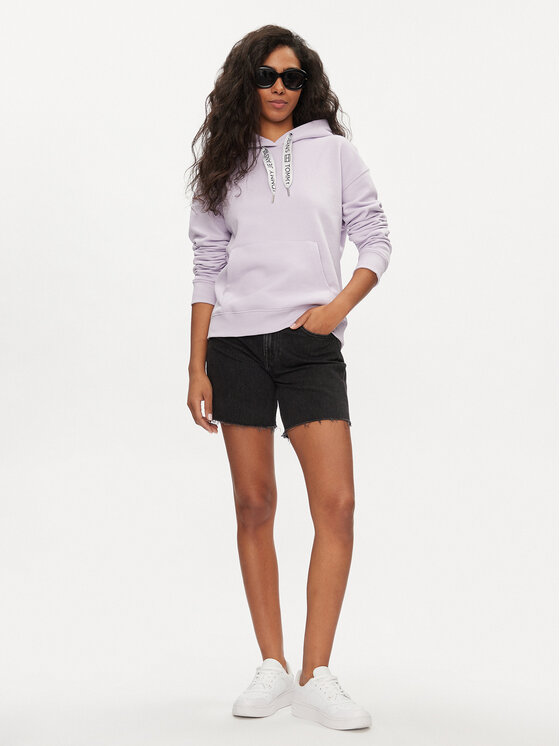 Tommy Jeans Tommy Jeans Bluza Logo Drawcord DW0DW17794 Fioletowy Boxy Fit